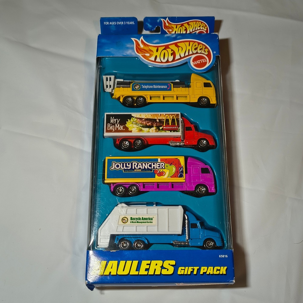 Hot Wheels Haulers Gift Pack 1997 McDonalds Jolly Rancher Recycle 4Car Set 65816